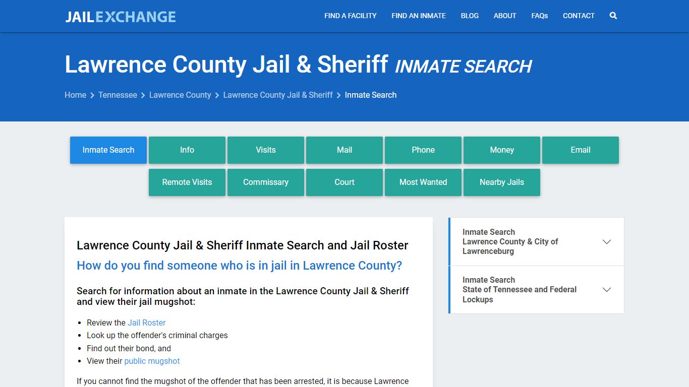 Inmate Search: Roster & Mugshots - Lawrence County Jail & Sheriff, TN